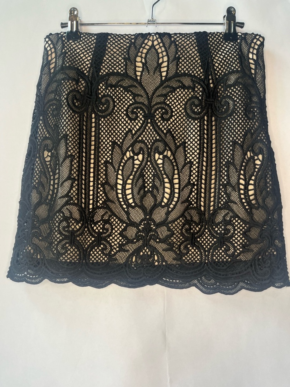 Black Lace Overlay Parisian Chic Modern Gothic Mini Skirt Size Small